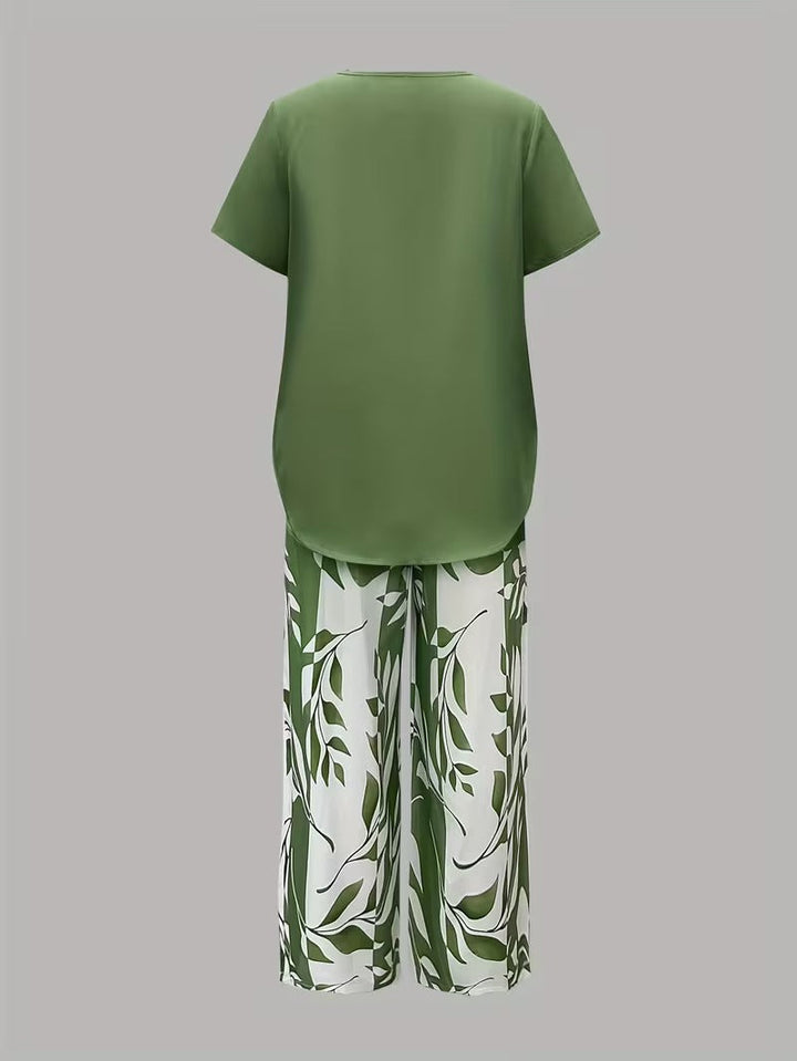 Zomer | Casual Bladerenprint Twee-delig Set