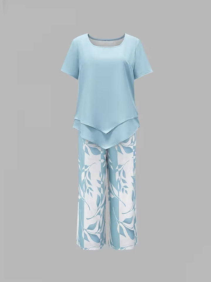 Zomer | Casual Bladerenprint Twee-delig Set