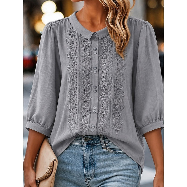 Paige | Geborduurde Peter Pan Kraag Blouse
