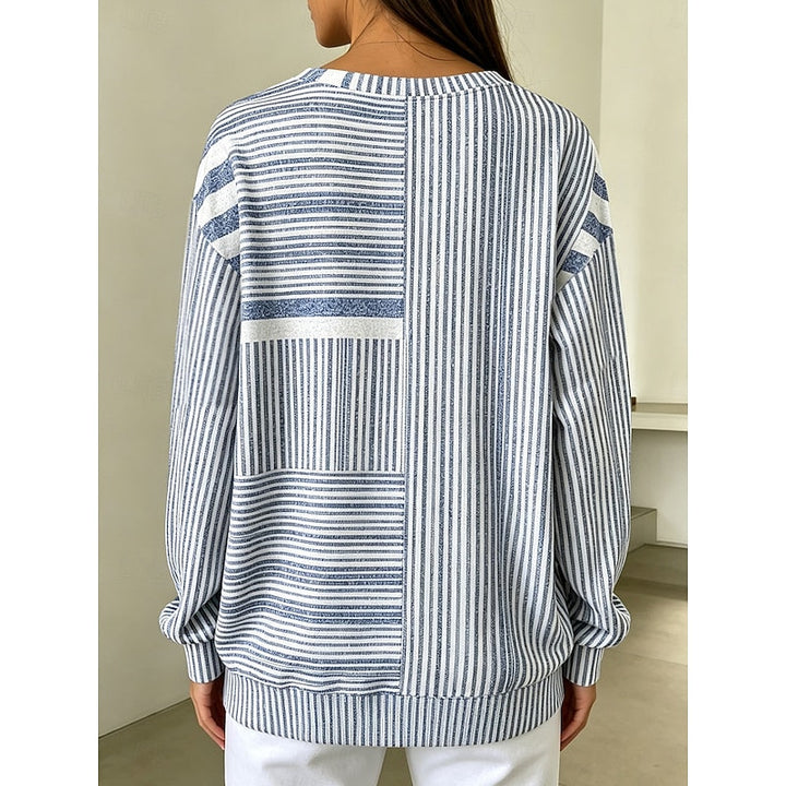 Adelaide | Gestreepte Colorblock Crew Neck Sweatshirt