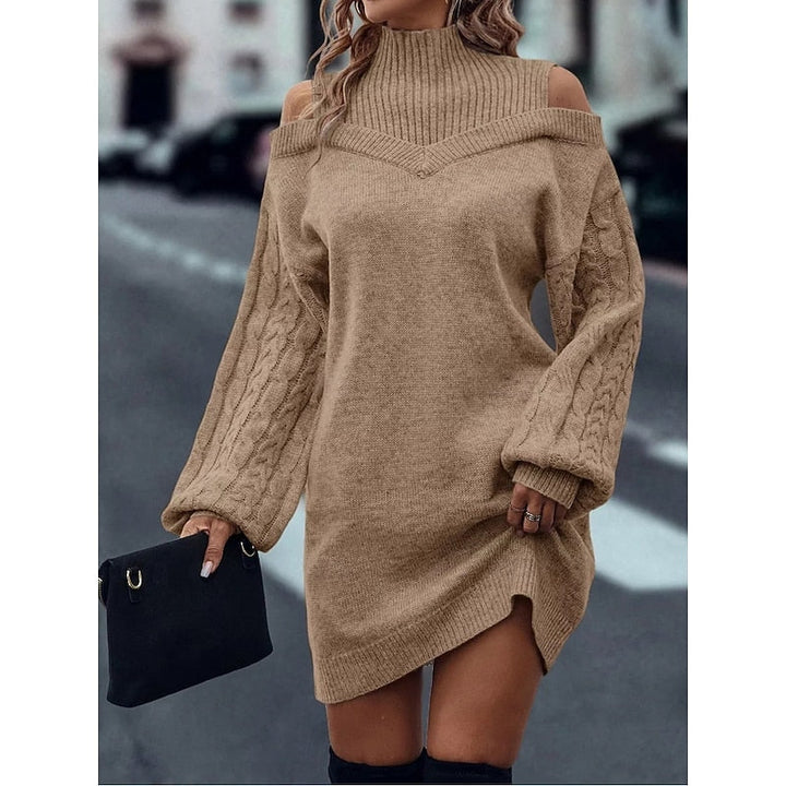 Winifred | Koud-Schouder Turtleneck Trui Jurk