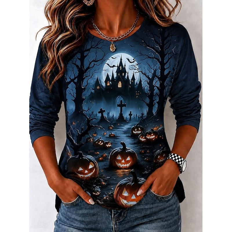 Herfst | Halloween Heks Grafisch Langsleeve T-shirt