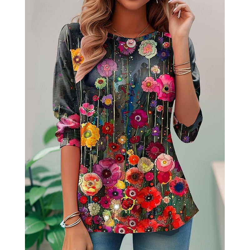 Miriam | Bloemen Lange Mouwen Top