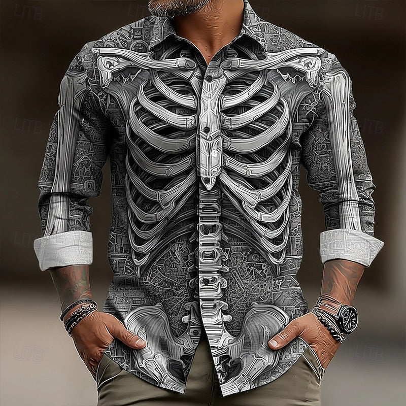 Ambrose | Halloween Skelet Overhemd met Knopen