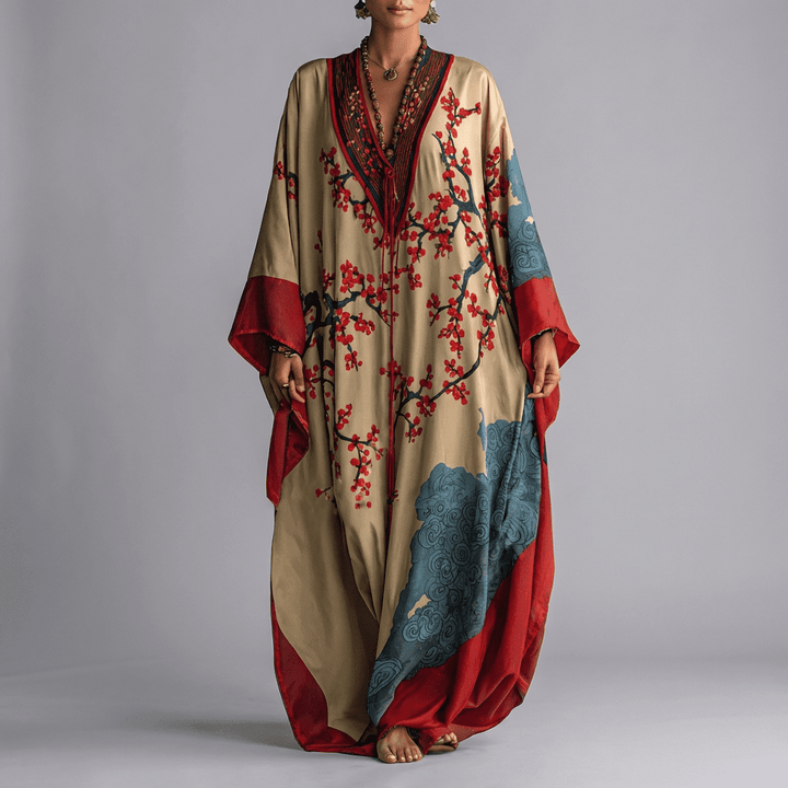 Valerie | Bloesem Batwing Mouw Maxi Jurk