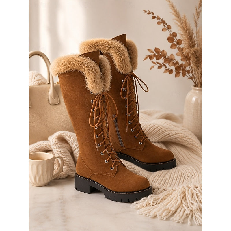 Aurelia | Gezellige Veterschoenen tot de Knie voor de Winter