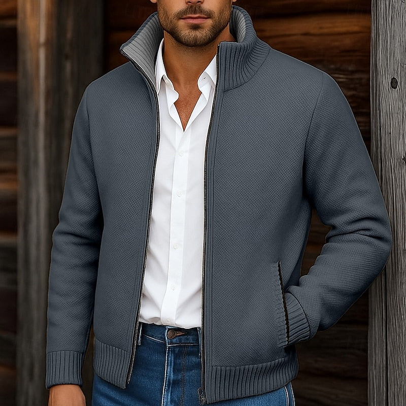 Gregory | Staande Kraag Rits Cardigan