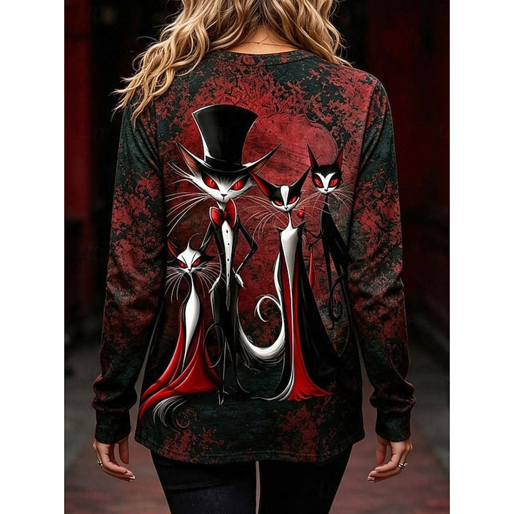 Katherine | Halloween Gothic Graphic Lange Mouwen Top