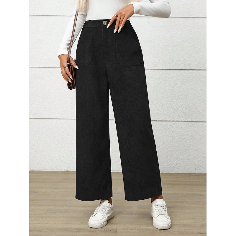 Simone | Brede-Pijpen Hoge Taille Broek