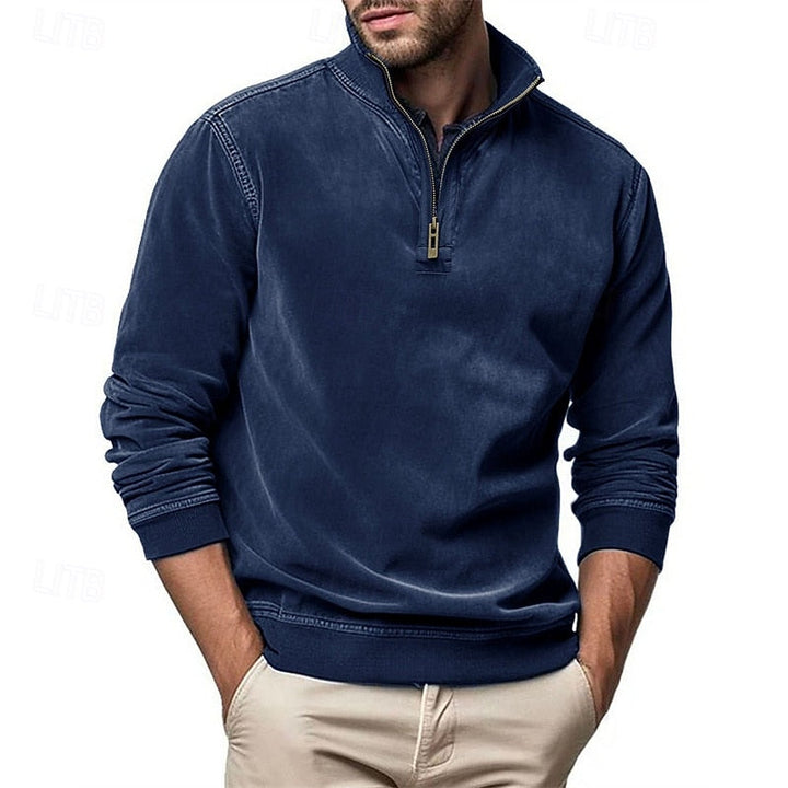 Caleb | Kwart-rits Sweatshirt met Staande Kraag