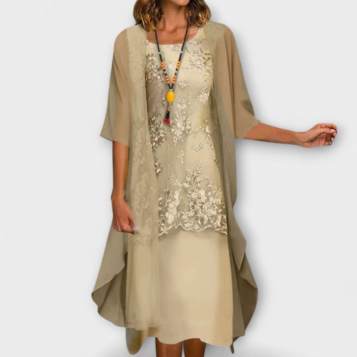 Amelia | Elegante Bloemenjurk met Brede Mouwen