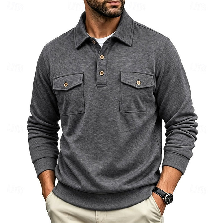 Harold | Verfijnde Lange Mouwen Pocket Polo Shirt