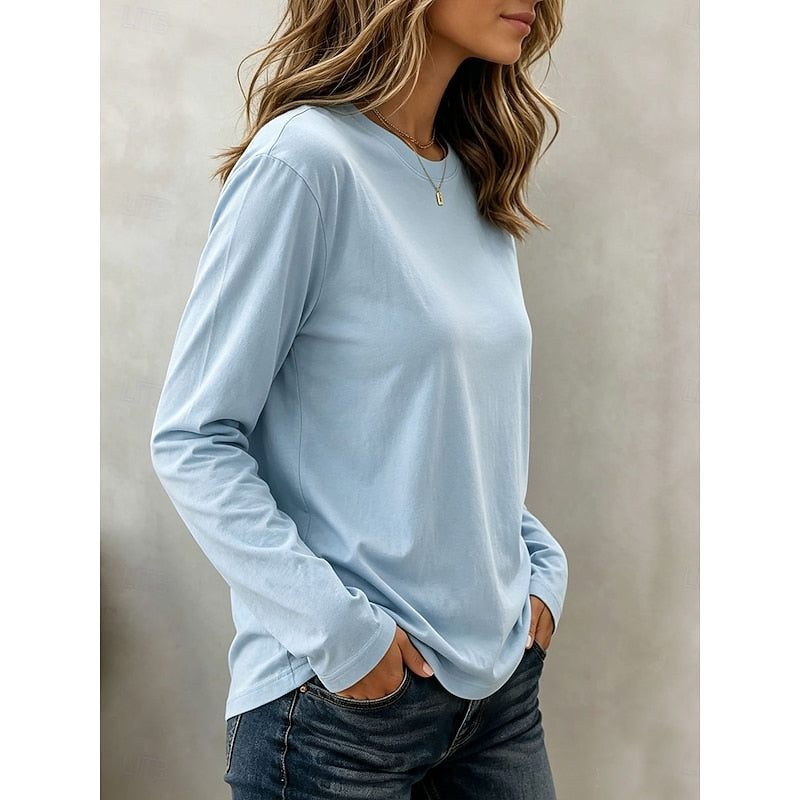 Rachel | Klassieke Lange Mouwen Crew Neck Top