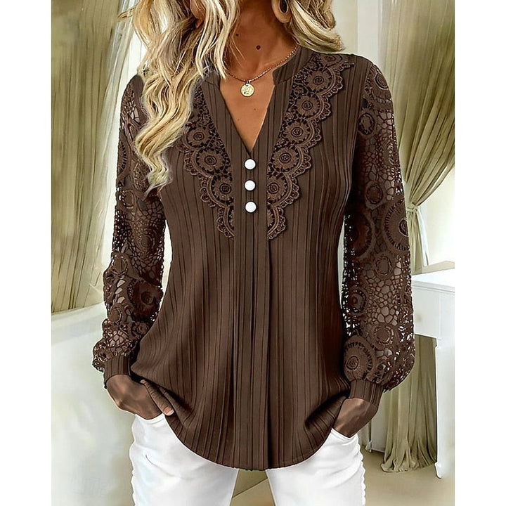 Rosetta | Blouse met Kanten Rand en Lange Mouwen