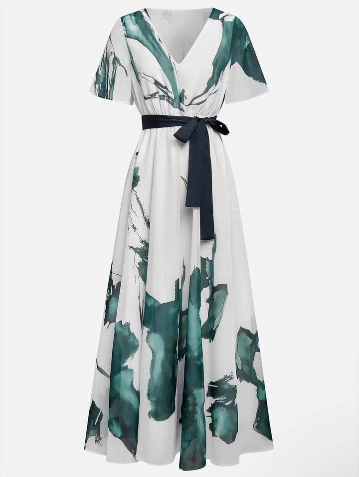 Marissa | Waterverf Print Lange Jurk
