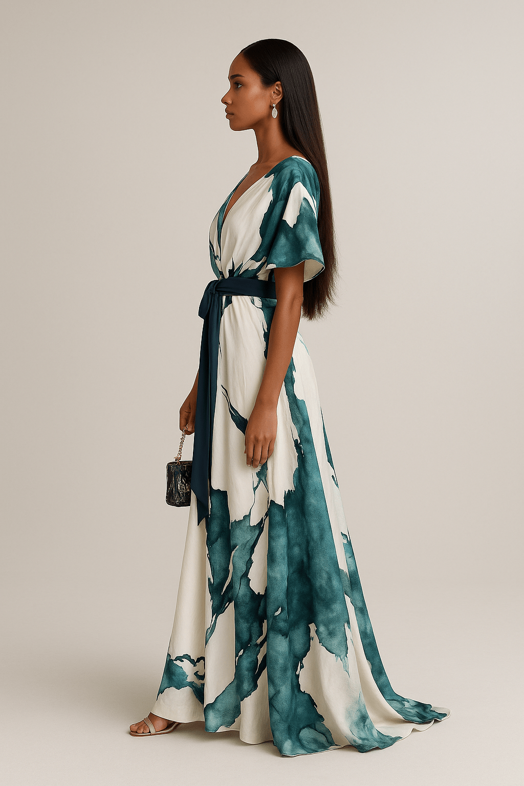 Marissa | Waterverf Print Lange Jurk