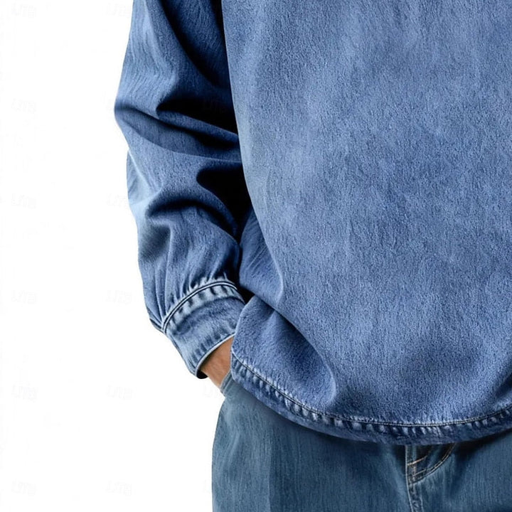 Gabriel | Gewassen Lange Mouwen Polo Shirt