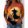 Herfst | Halloween Heks Grafisch Langsleeve T-shirt