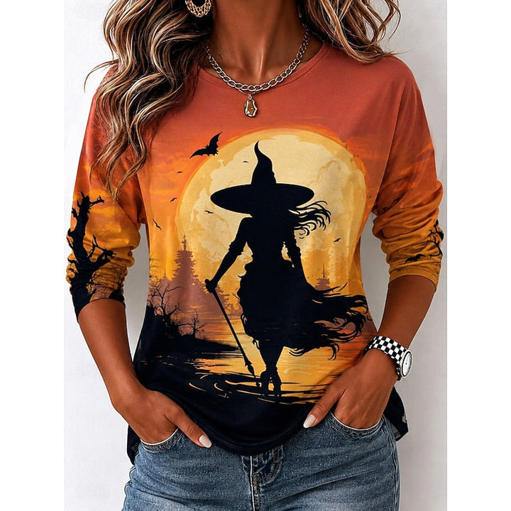 Herfst | Halloween Heks Grafisch Langsleeve T-shirt