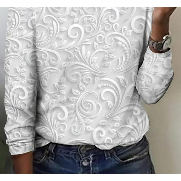Noelle | Elegante Bloemen Lange Mouw Tuniek Top