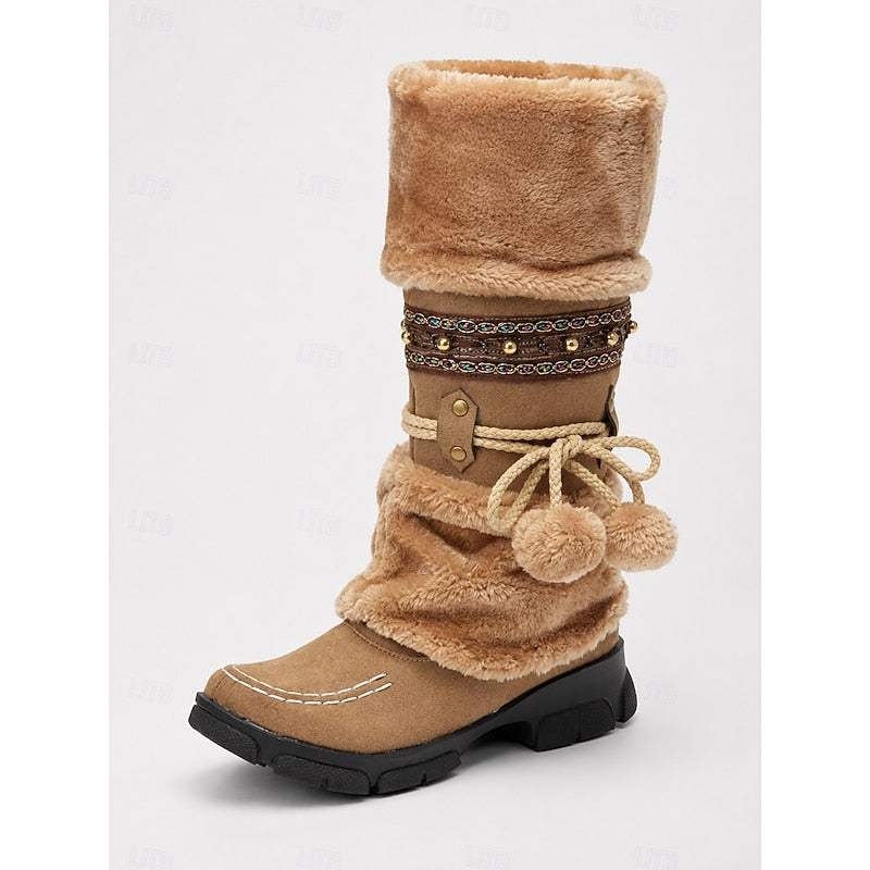 Wren | Gezellige Boho Winterlaarzen tot de Middel