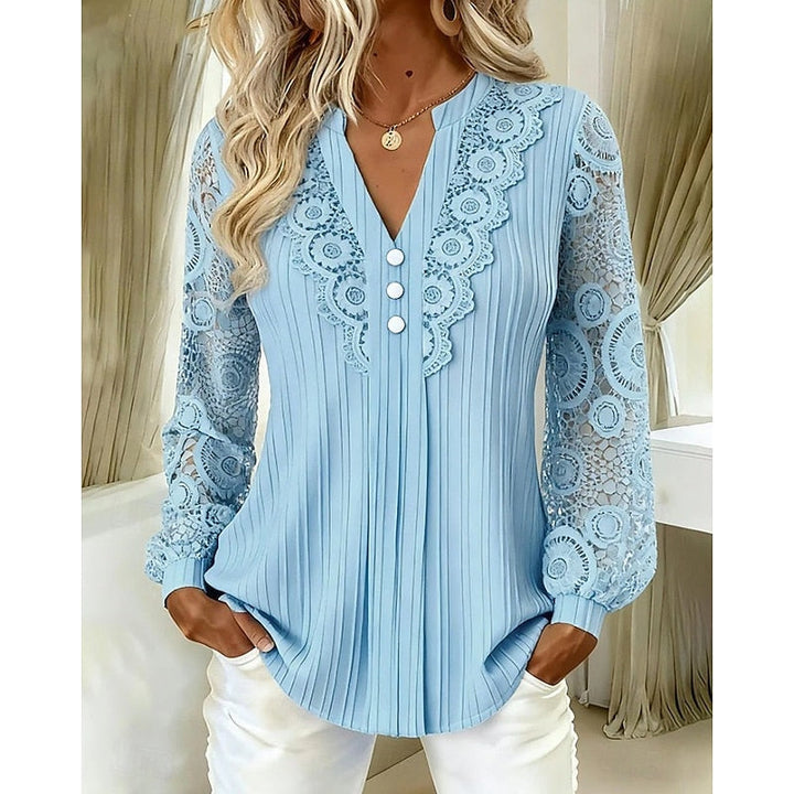 Rosetta | Blouse met Kanten Rand en Lange Mouwen