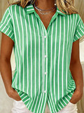 Sylvia | Gestreepte Korte Mouwen Blouse