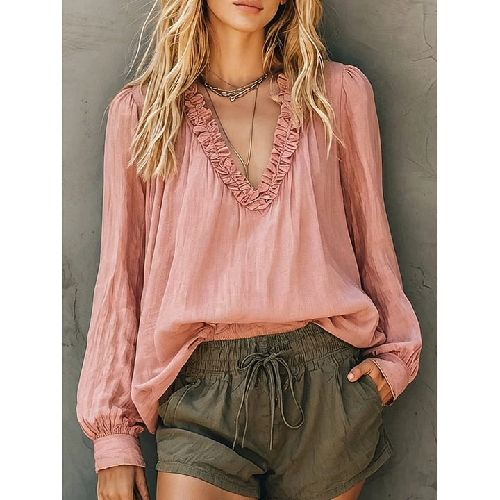 Renata | Gerimpelde V-Hals Blouse