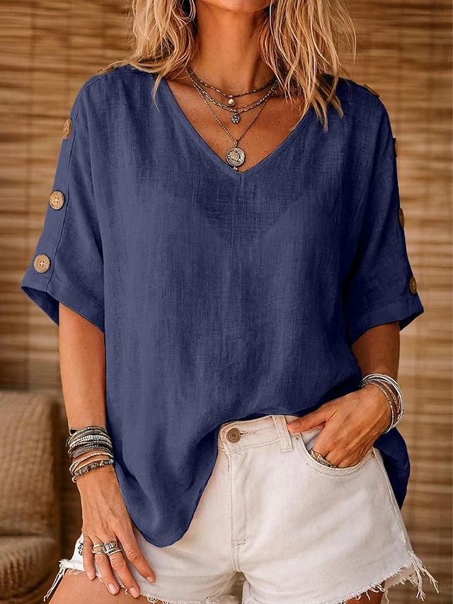 Rosanna | Ontspannen Blouse met Knopenmouwen
