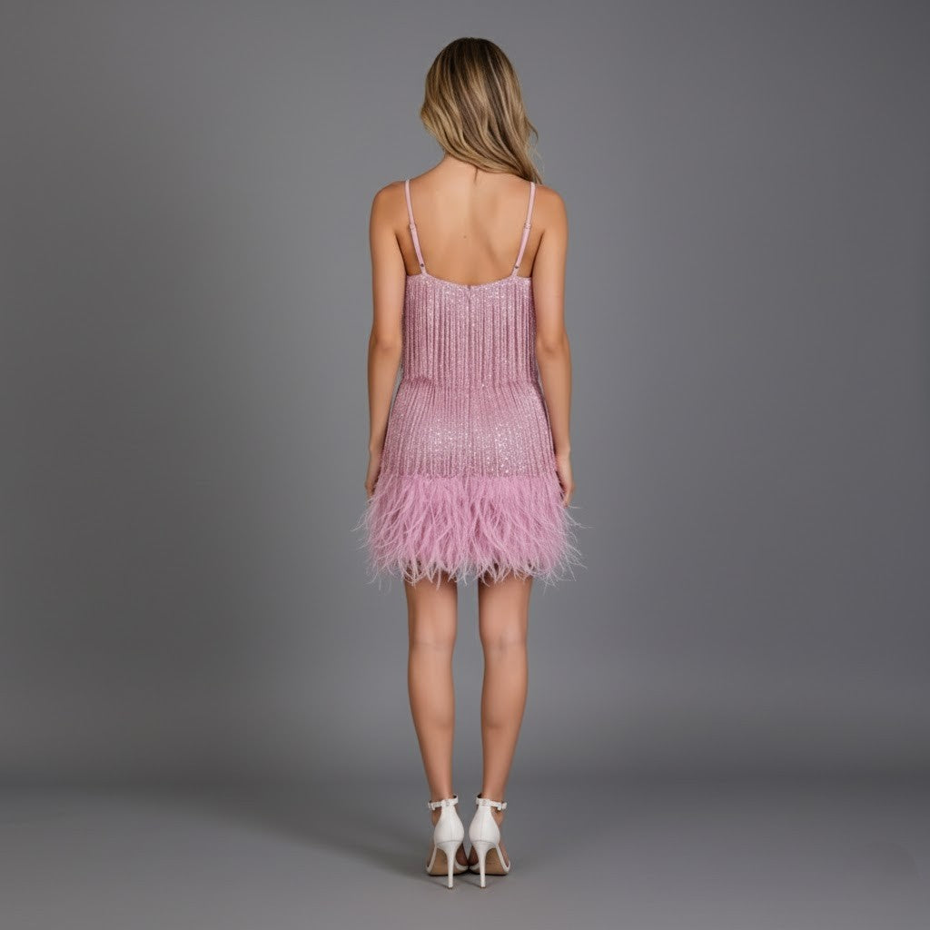 Anastasia | Fringe &amp; Feather Party Jurk