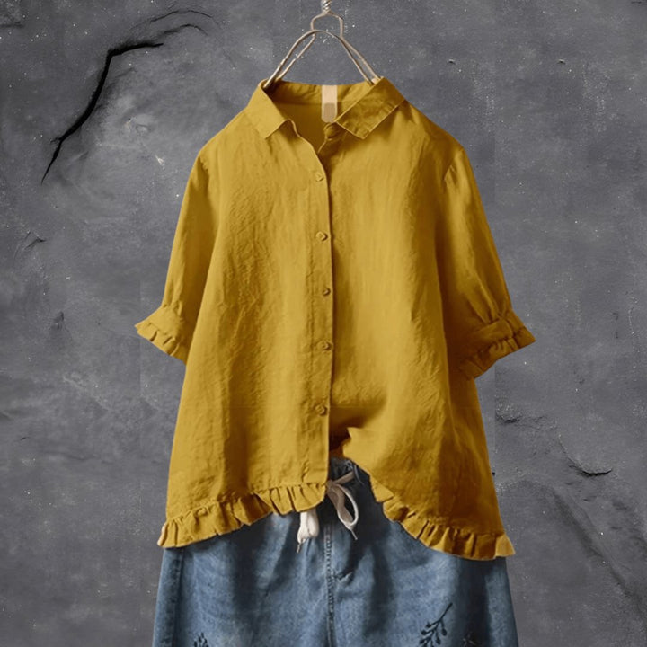Willa | Blouse met Rimpelrand en Kraag