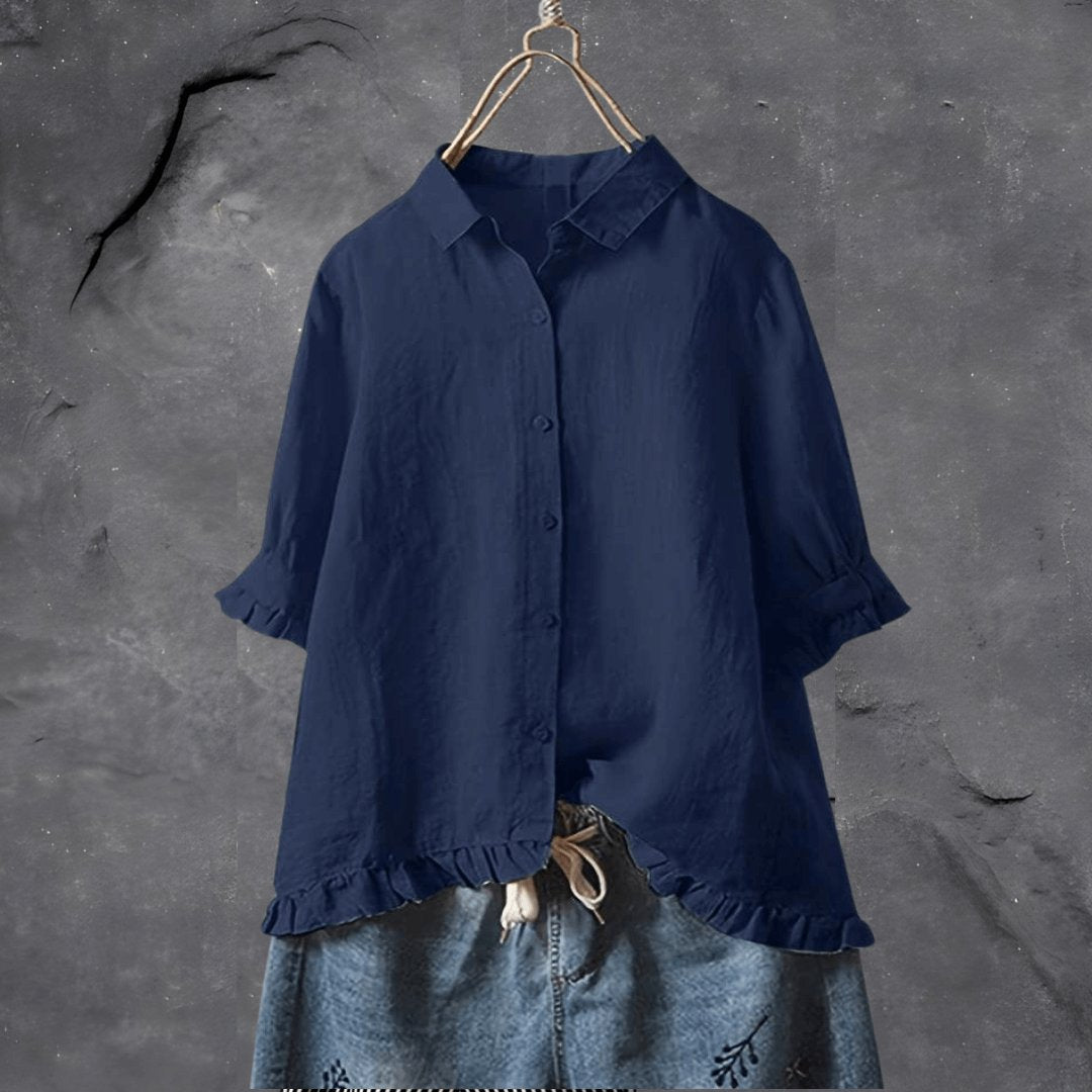 Willa | Blouse met Rimpelrand en Kraag