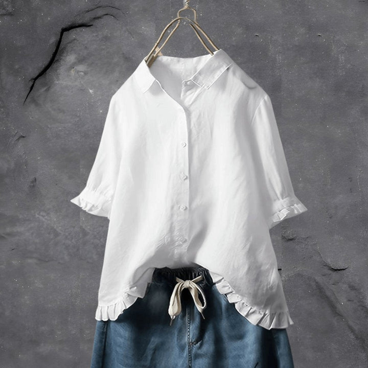 Willa | Blouse met Rimpelrand en Kraag