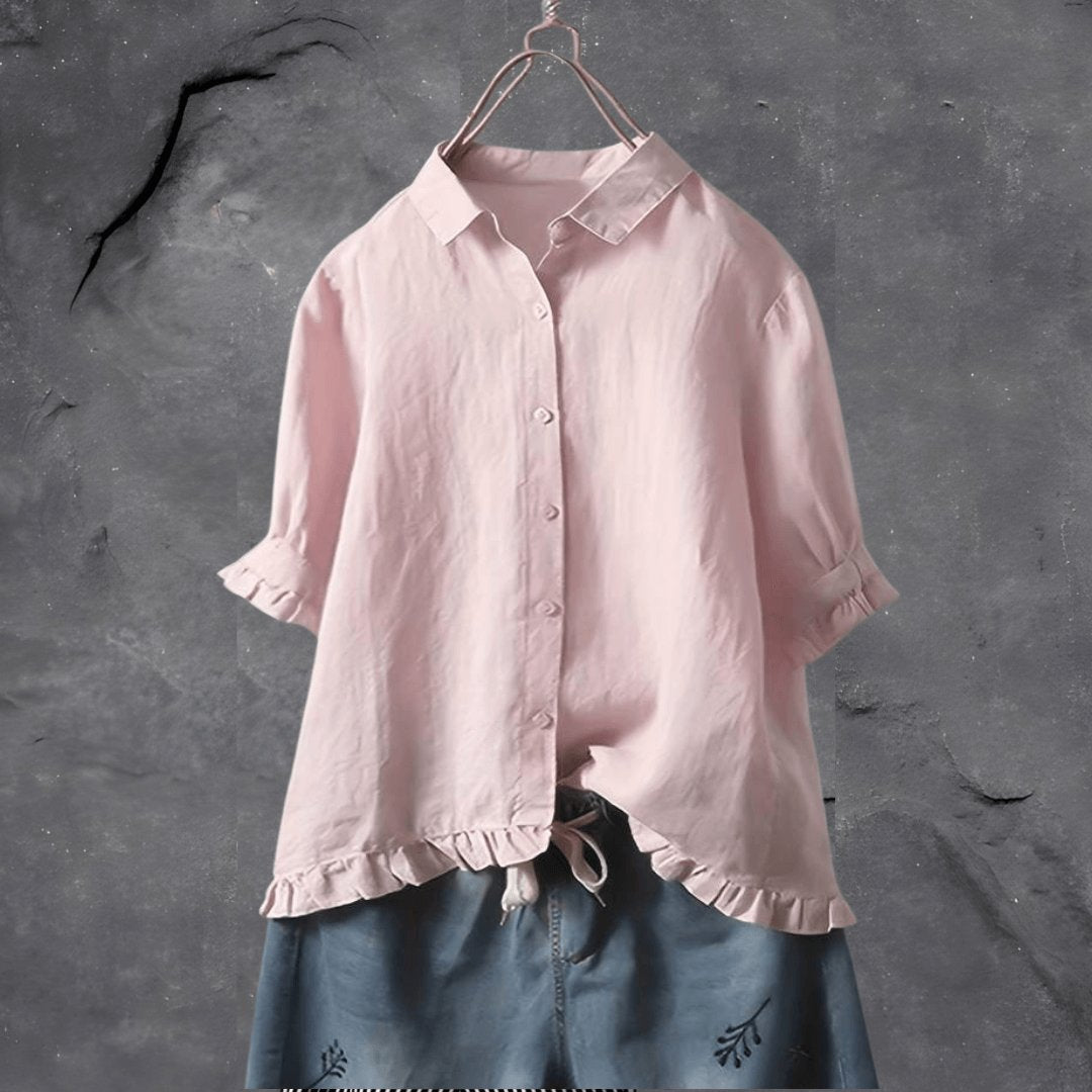 Willa | Blouse met Rimpelrand en Kraag