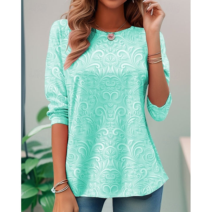 Noelle | Elegante Bloemen Lange Mouw Tuniek Top