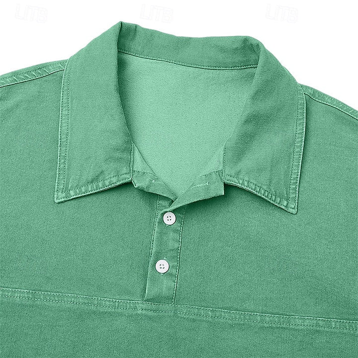 Gabriel | Gewassen Lange Mouwen Polo Shirt