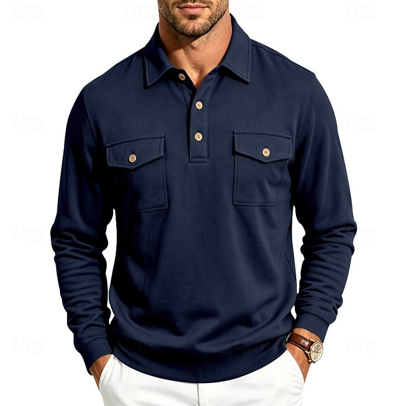 Harold | Verfijnde Lange Mouwen Pocket Polo Shirt