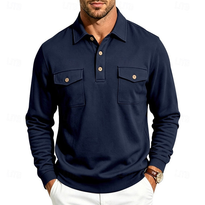 Harold | Verfijnde Lange Mouwen Pocket Polo Shirt