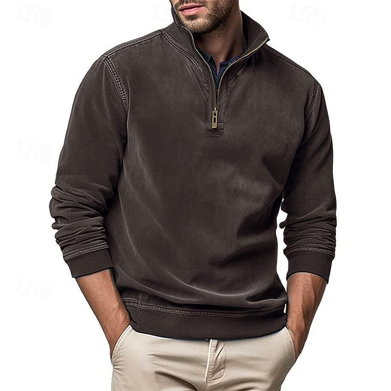 Caleb | Kwart-rits Sweatshirt met Staande Kraag
