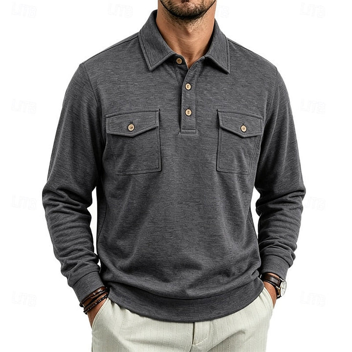 Harold | Verfijnde Lange Mouwen Pocket Polo Shirt