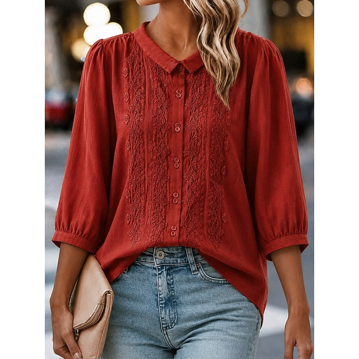 Paige | Geborduurde Peter Pan Kraag Blouse