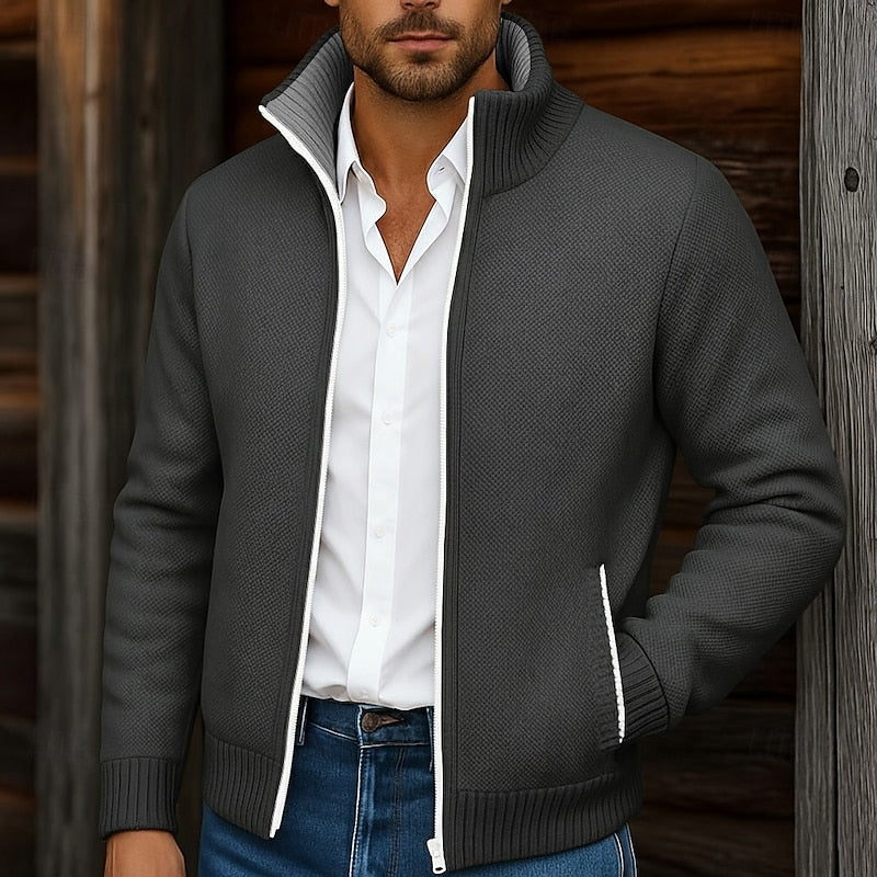 Gregory | Staande Kraag Rits Cardigan
