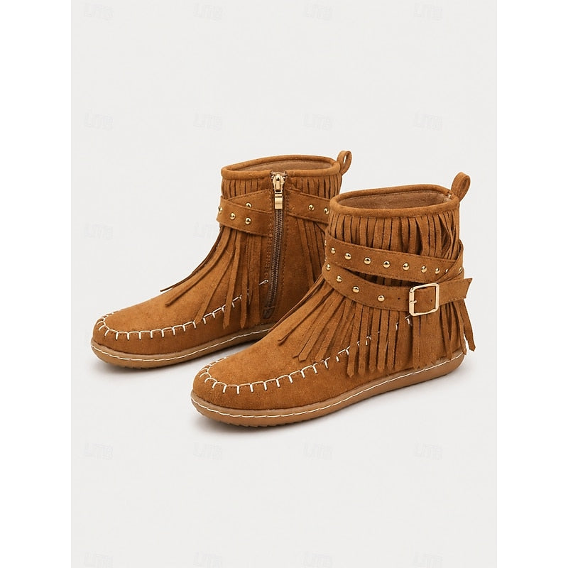 Susannah | Franje Moccasin Enkellaarsjes