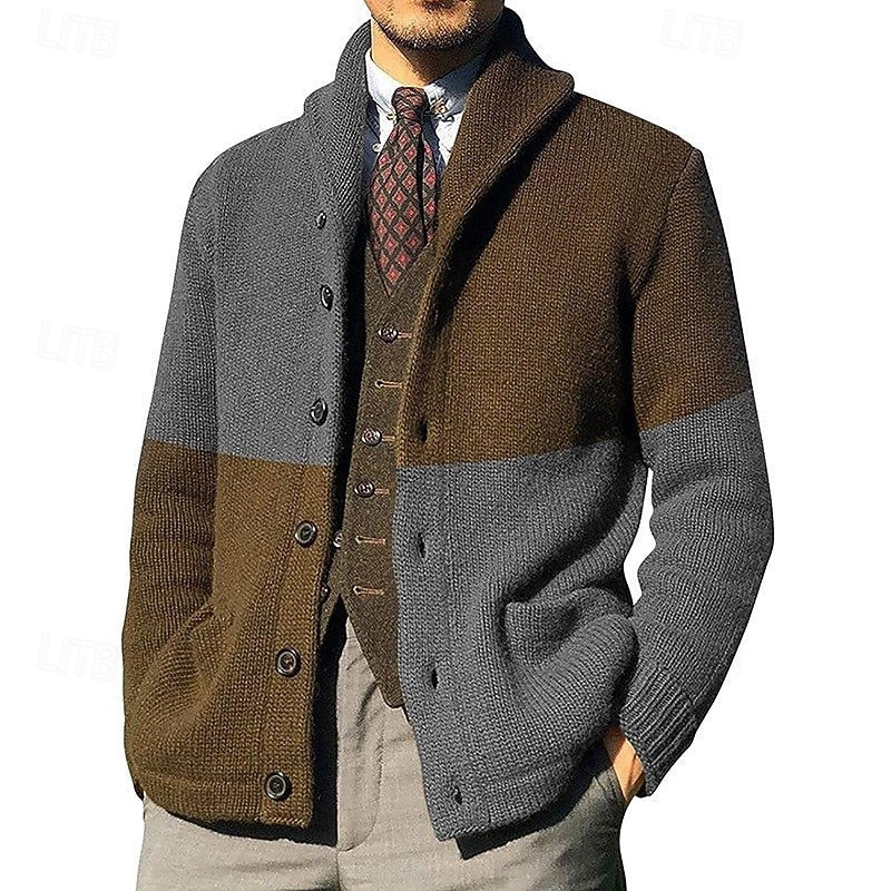 Frederick | Kleurblok Sjaalkraag Cardigan