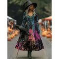 Maren | Halloween Heks Print A-Lijn Maxi Jurk