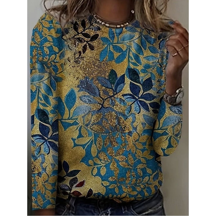 Penelope | Botanische Print Lange Mouwen Top
