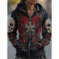 Willow | Skull & Rose Halloween Zip-Up Hoodie