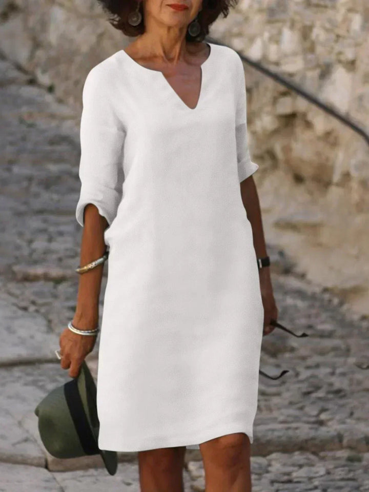 Harper | Elegante V-hals Draped Midi Jurk