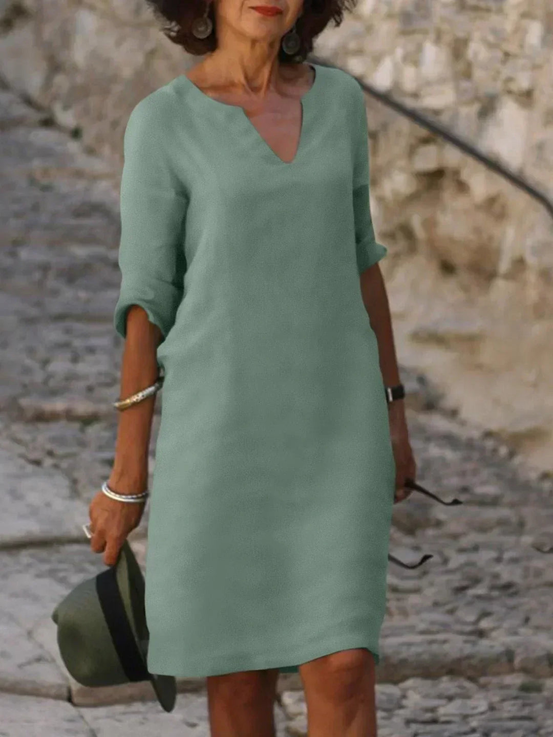 Harper | Elegante V-hals Draped Midi Jurk