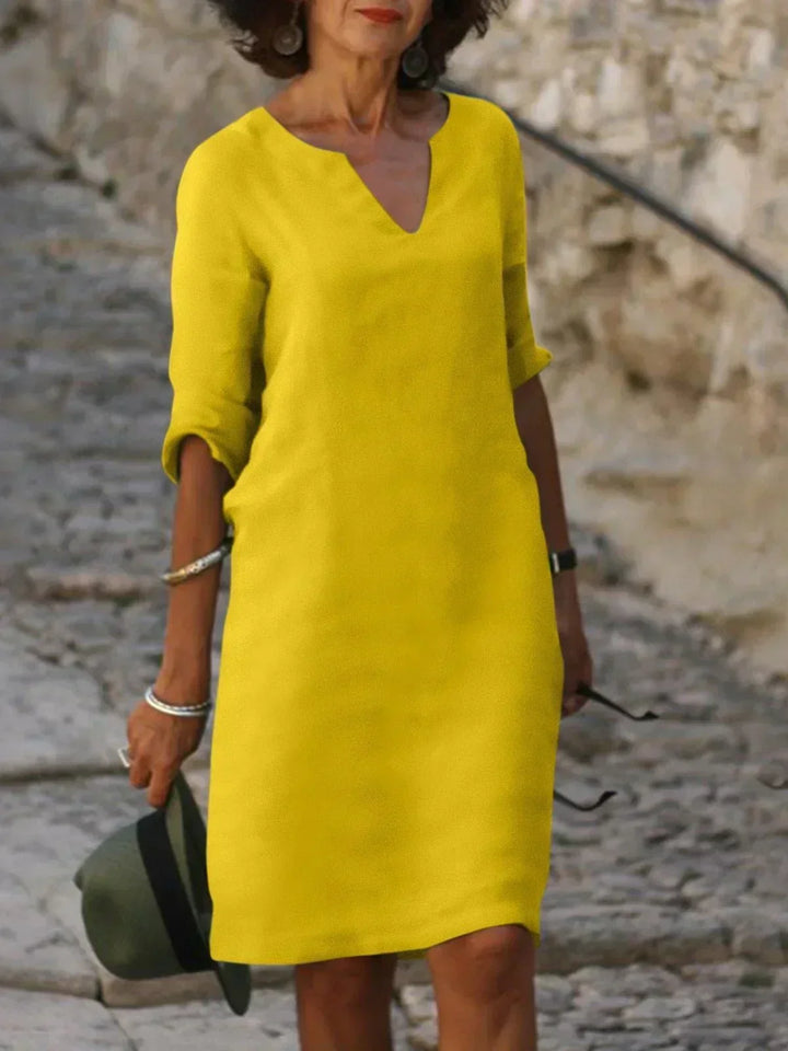 Harper | Elegante V-hals Draped Midi Jurk
